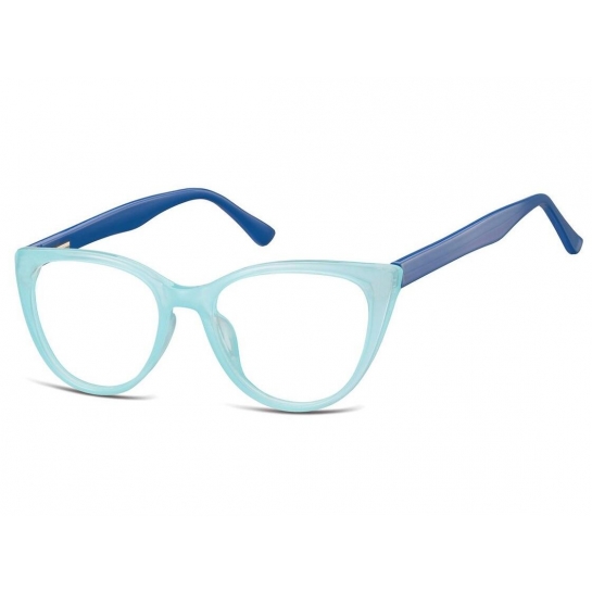 Okulary oprawki optyczne zerówki korekcyjne kocie oczy Sunoptic CP113B błękitno-niebieskie